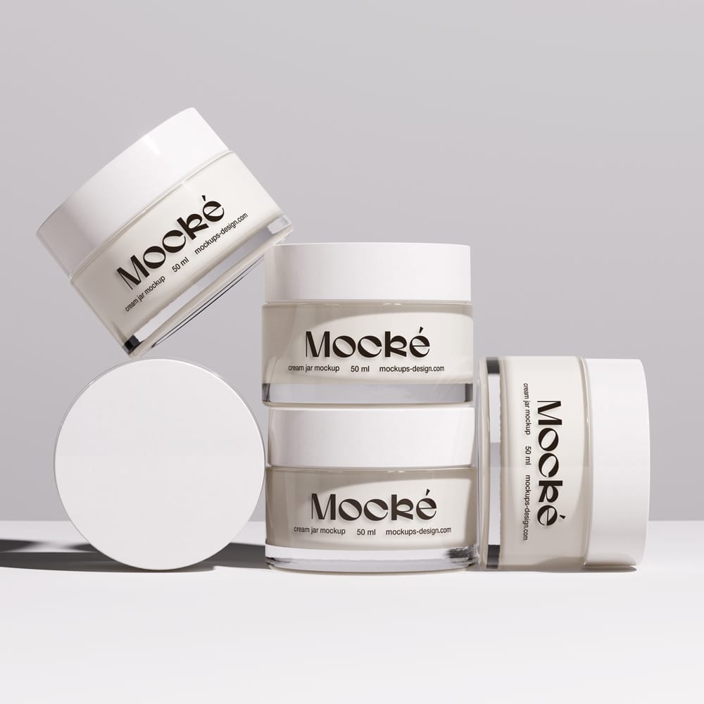 Free Cosmetic Jar Mockups Set PSD