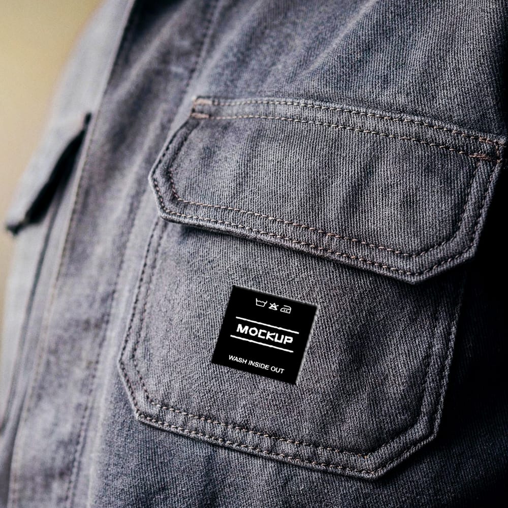 Free Denim Fabric Emblem Mockup PSD