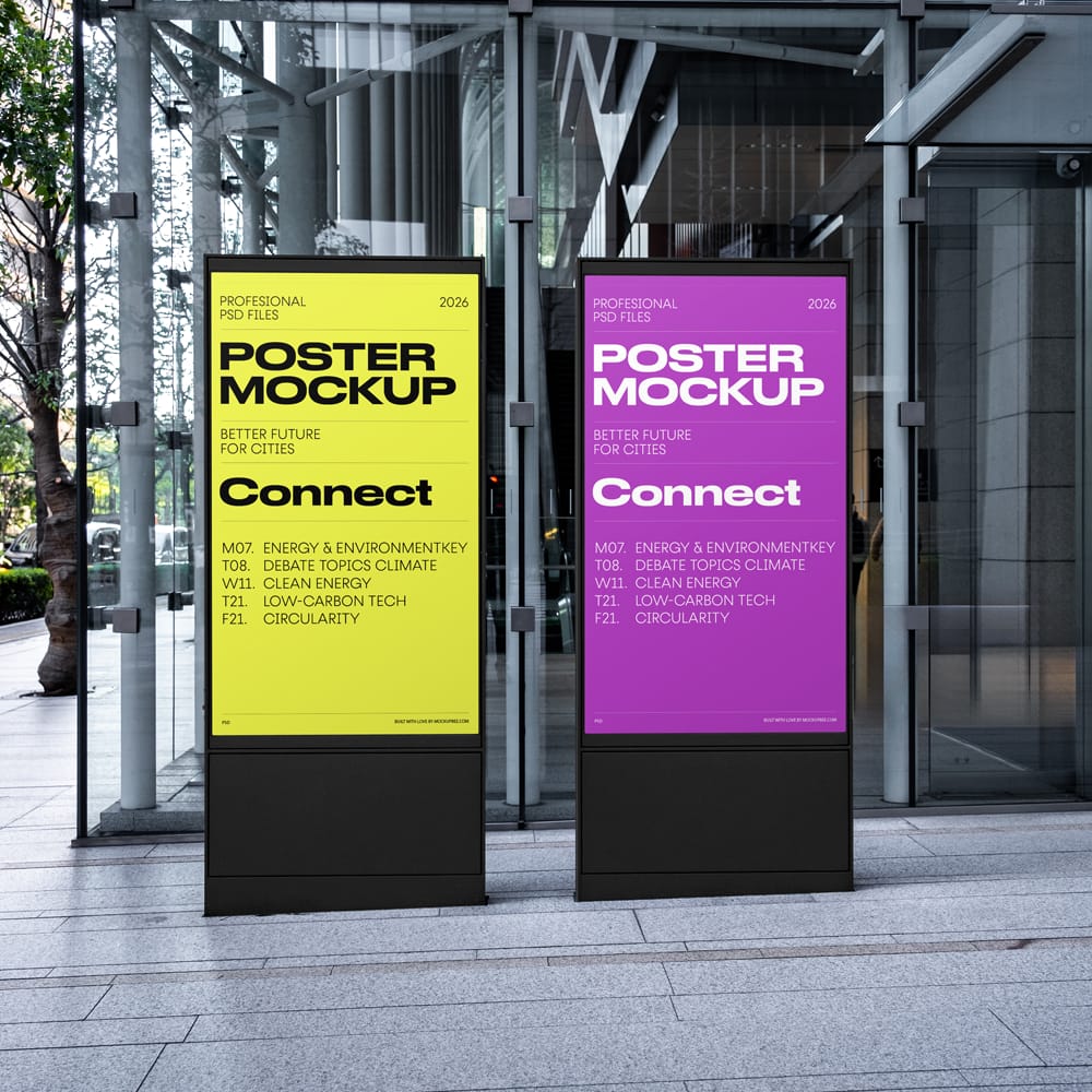 Free Double Citylight Mockups PSD