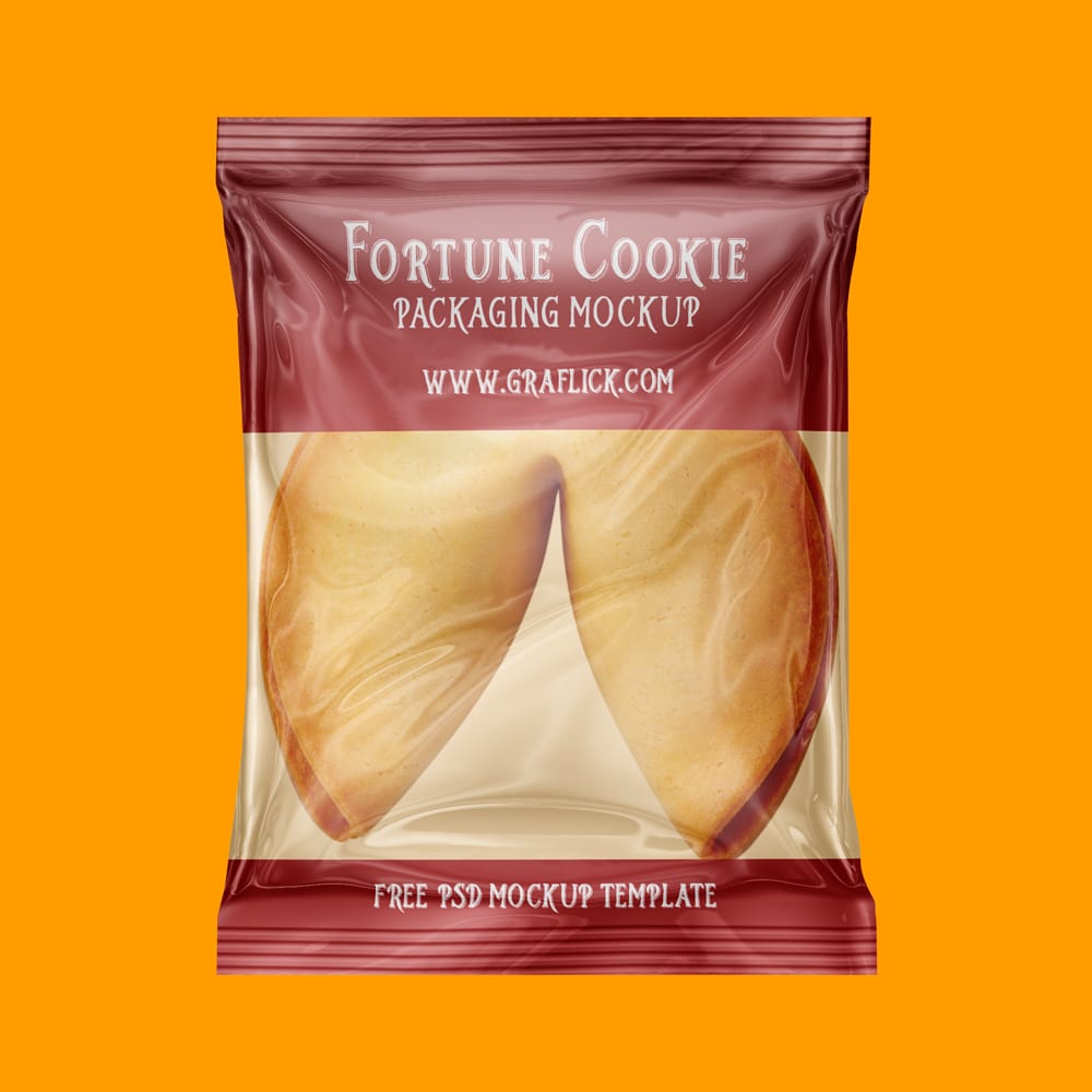 Free Fortune Cookie Packaging Mockup in Pouch PSD