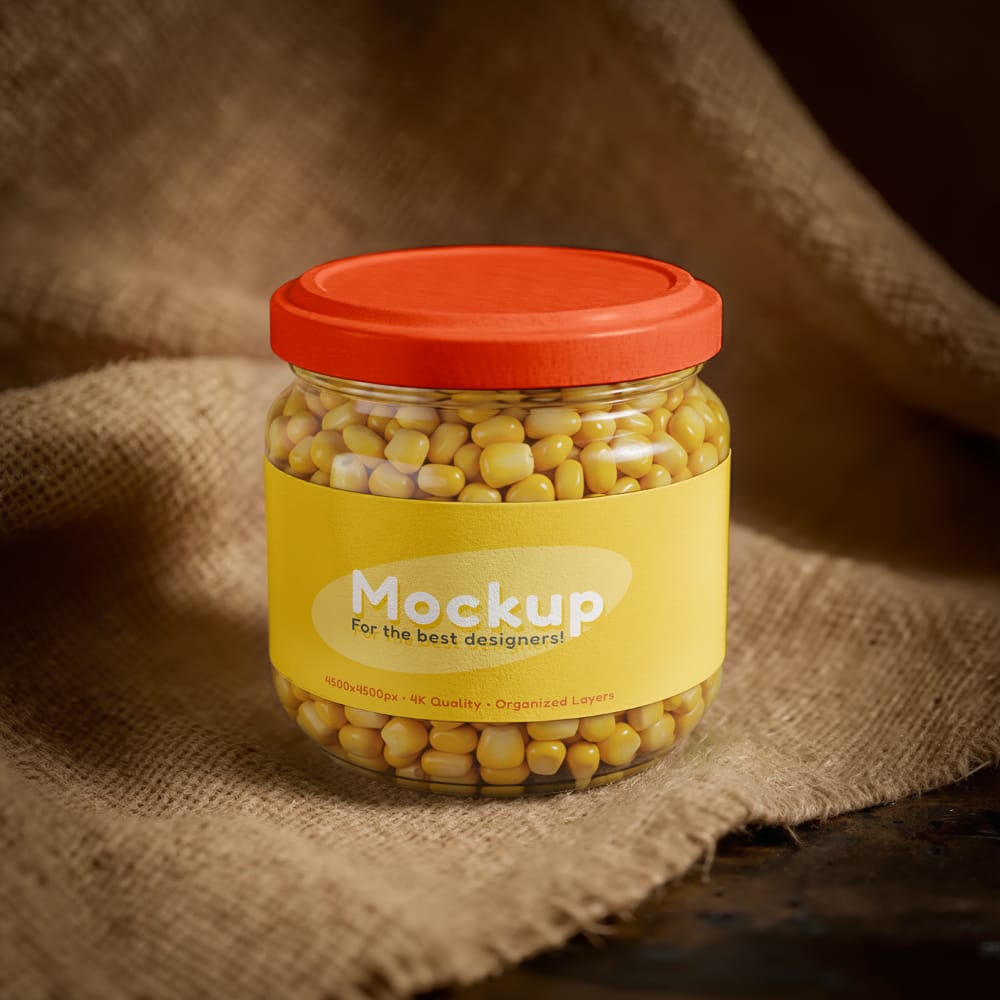 Free Jar Corn Mockup PSD