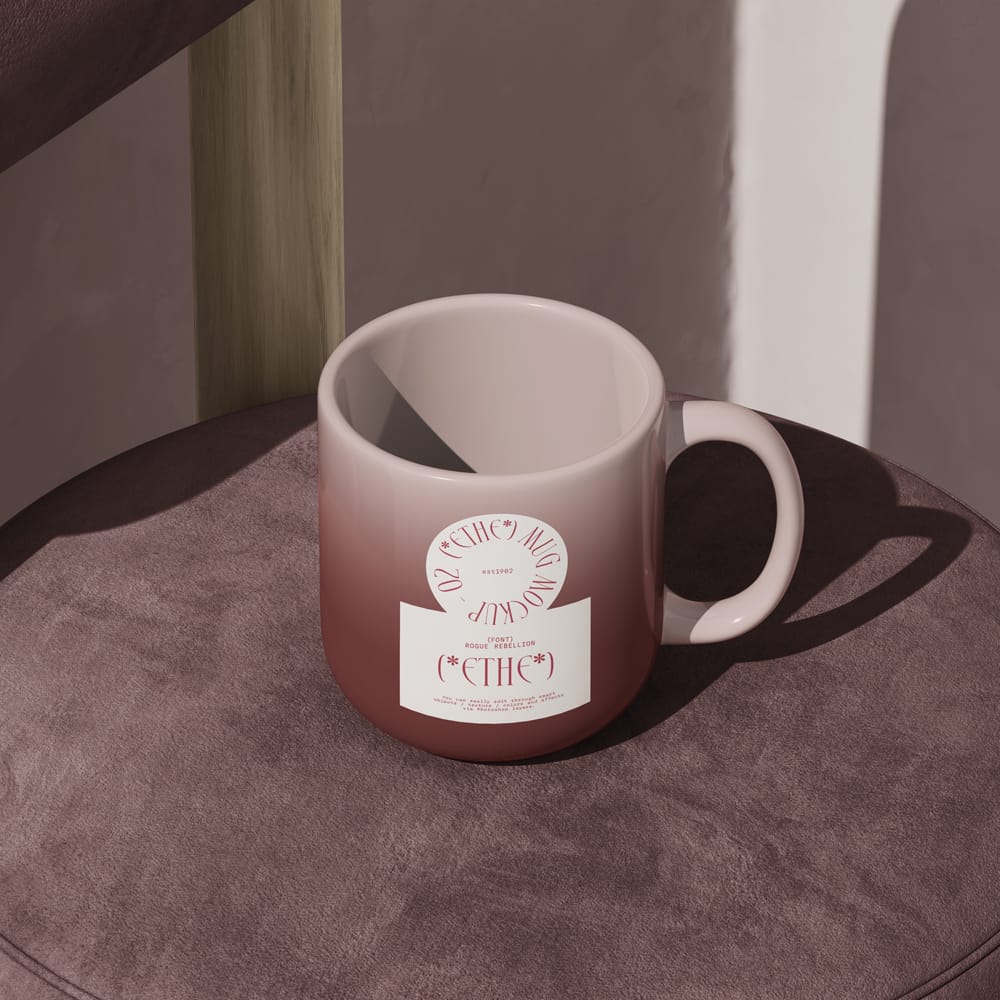 Free Mug Mockup On Chair In Minimalistic Interior Isometric PSD