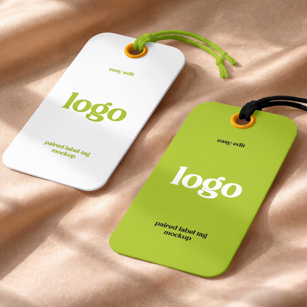 Free Paired Label Tag Mockup PSD