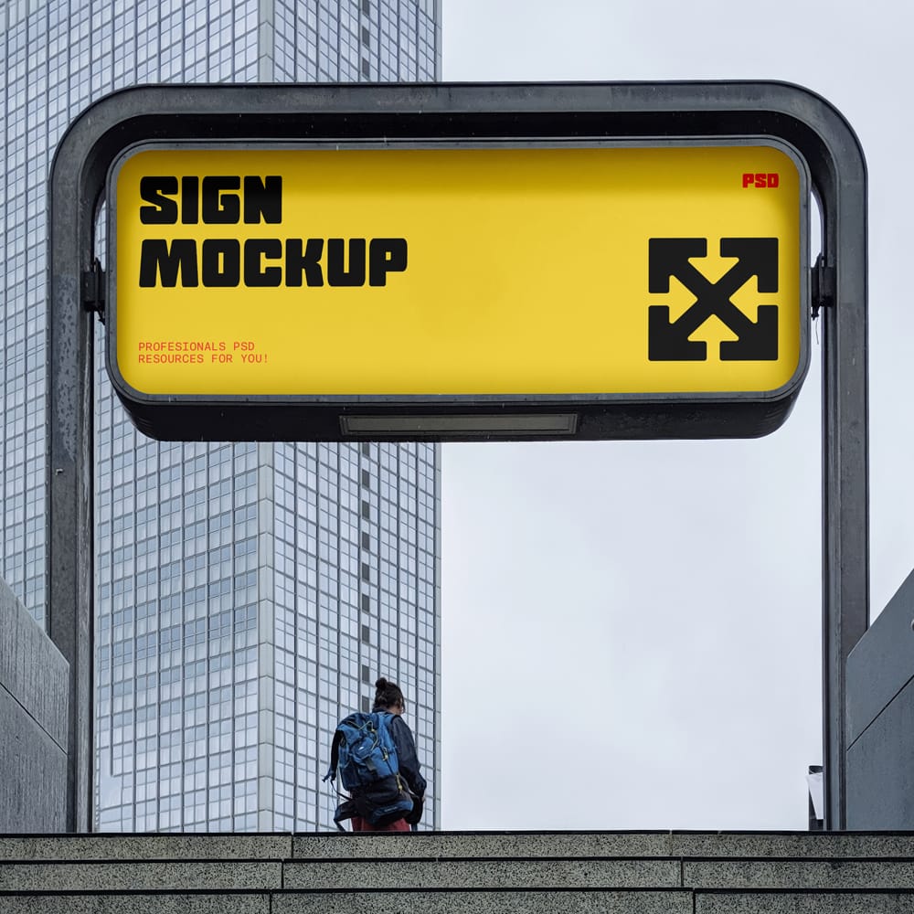 Free Realistic Subway Sign Mockup PSD