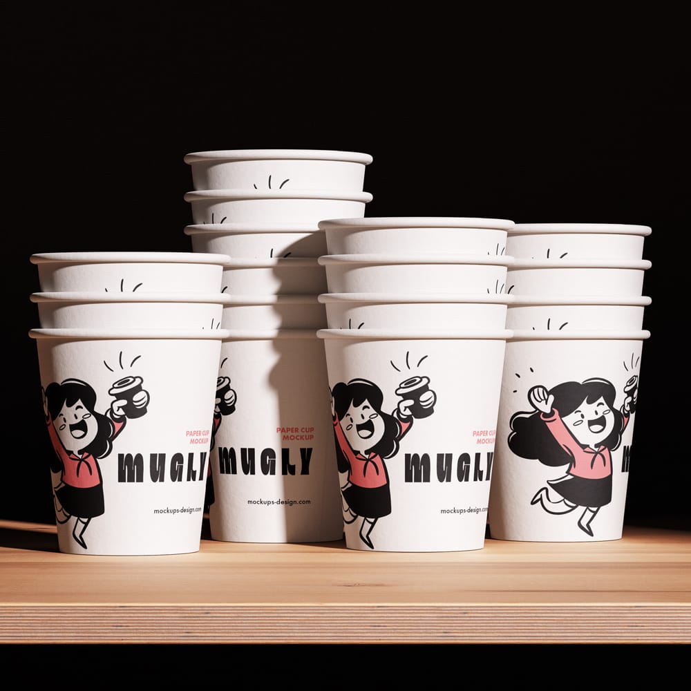 Free Stacked Paper Cup Mockup PSD