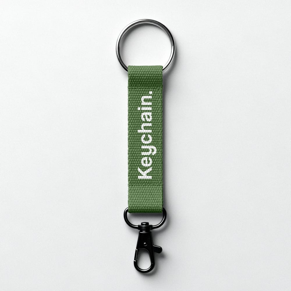 Free Strap Keychain Mockup with Carabiner PSD