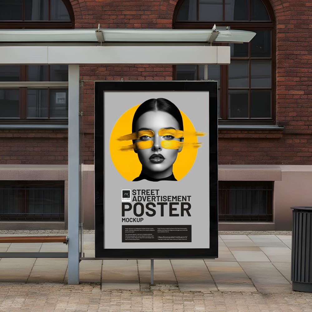 Free Street Advertisement Poster Mockup PSD