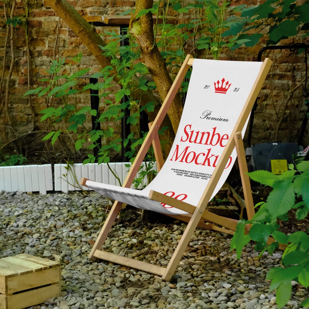 Free Sunbed in Garden Mockup PSD
