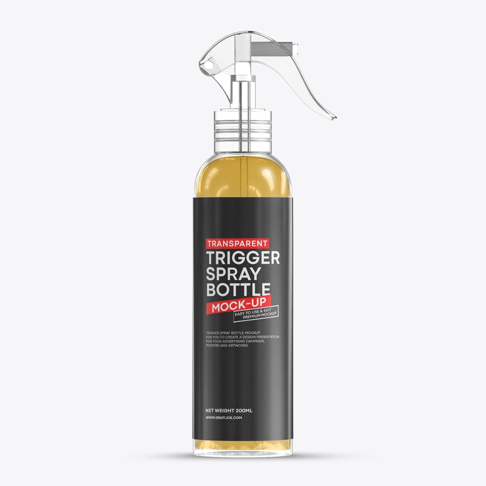 Free Transparent Trigger Spray Bottle Mockup PSD