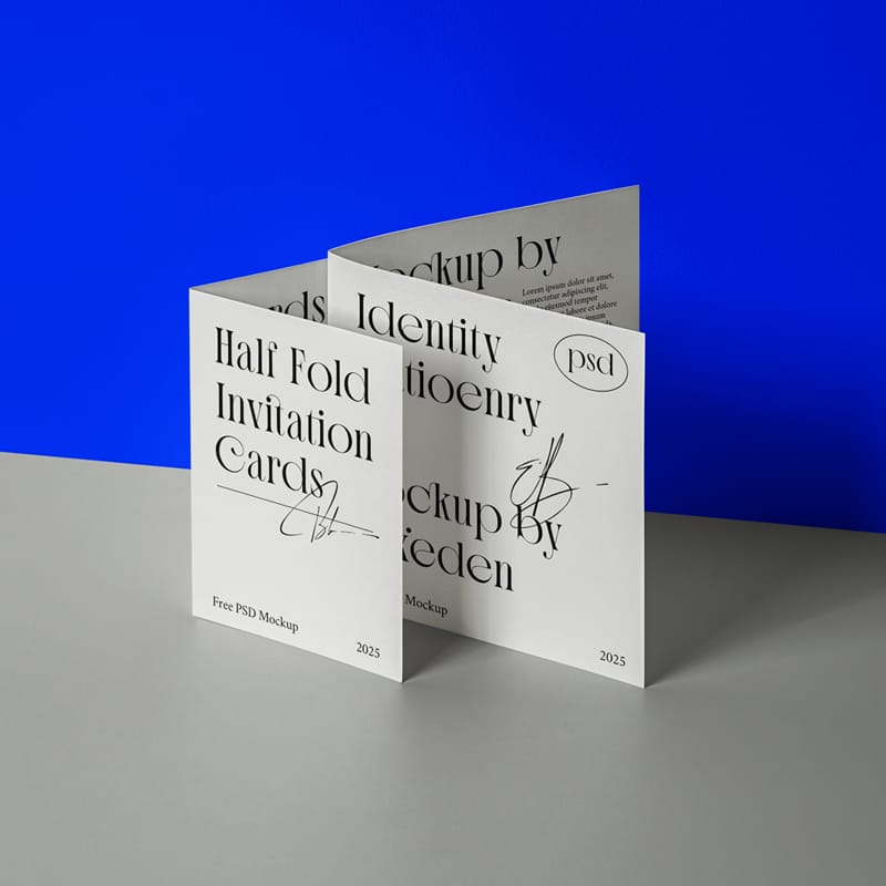 Half Fold Event Cards Brochure Mockup PSD