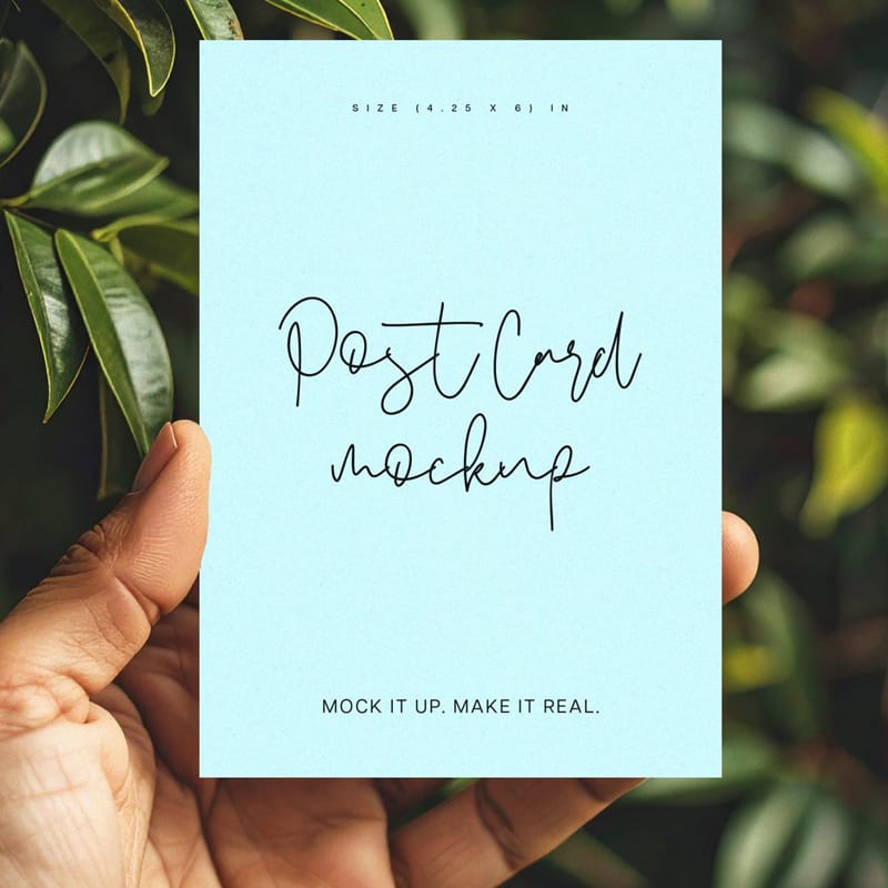 Hand Held Postcard Mockup PSD