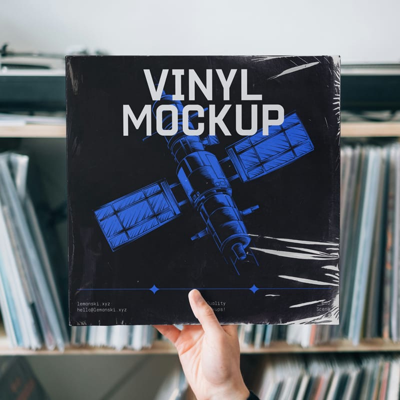 Hand Holding Vinyl Mockup PSD