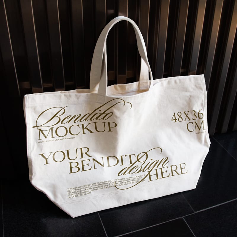 Large Canvas Tote Bag Mockup PSD