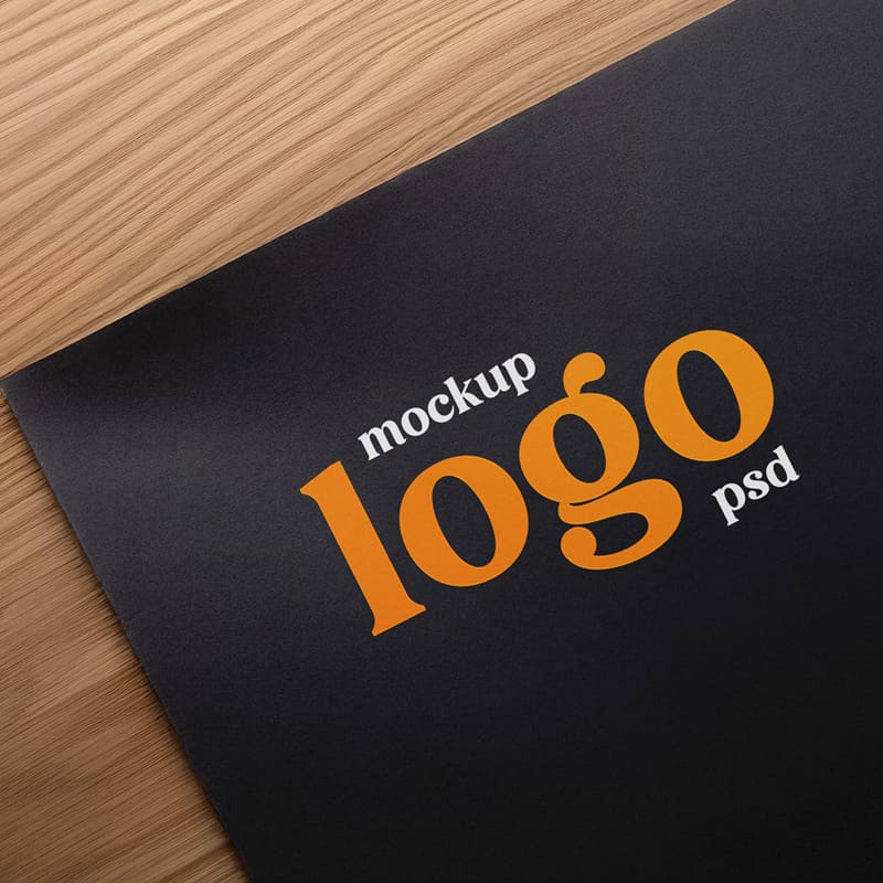 Logo on Black Paper Mockup PSD
