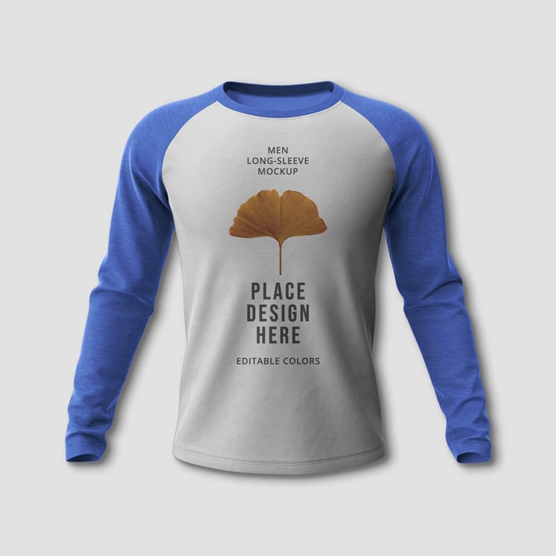 Long Sleeve T-Shirt Mockup with Front View PSD