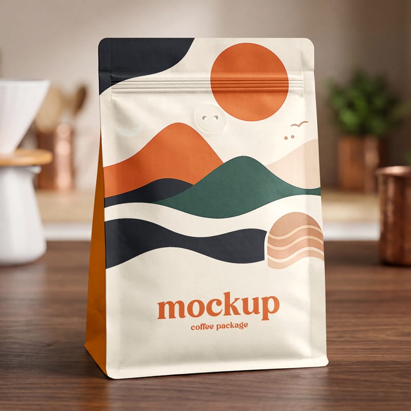 Matte Coffee Bag Mockup PSD