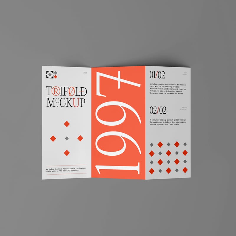 Minimalist Z-Fold Brochure Mockup PSD