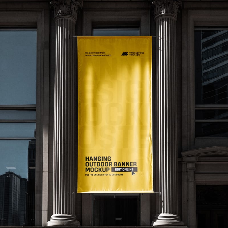 Outdoor Hanging Banner Mockup PSD