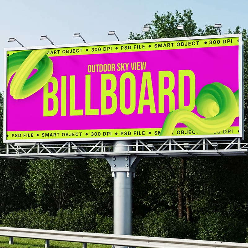 Outdoor Sky View Billboard Mockup PSD