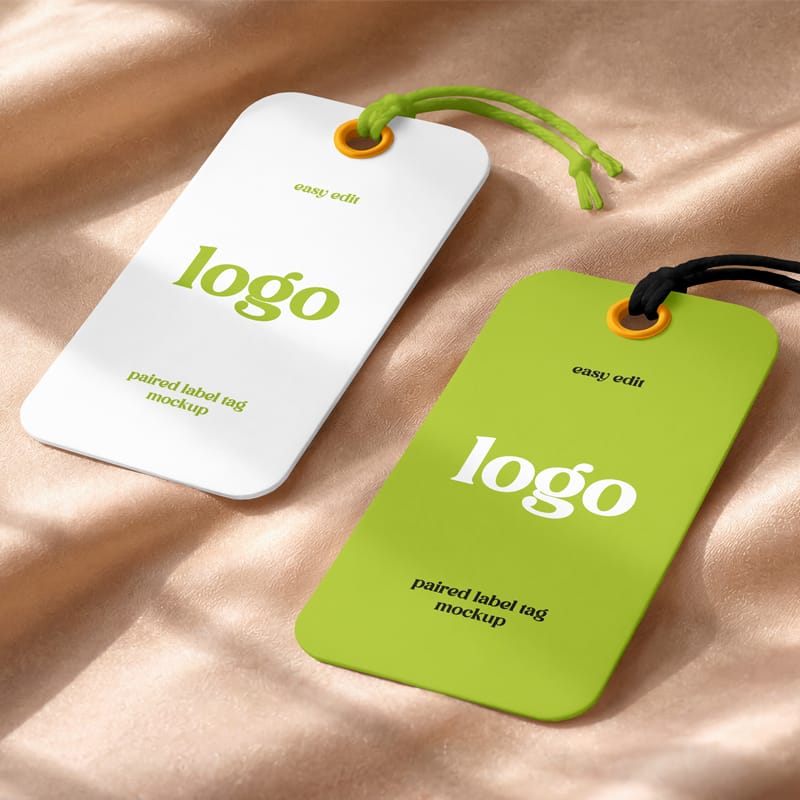 Paired Label Tag Mockup PSD
