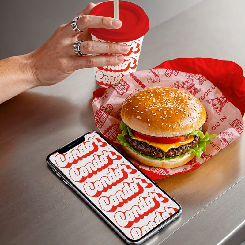 Realistic Burger and Beverage Branding Mockup PSD