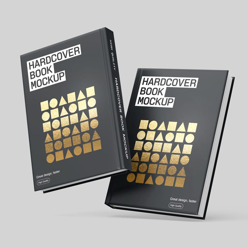 Realistic Floating Hardcover Book Mockup PSD