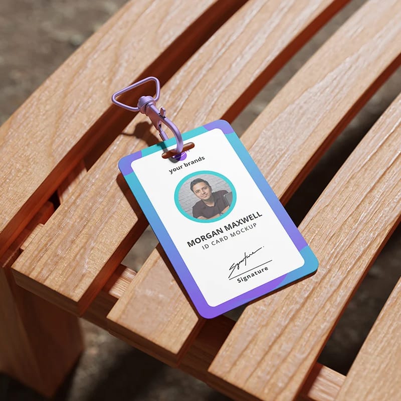 Realistic Perspective ID Card Mockup PSD