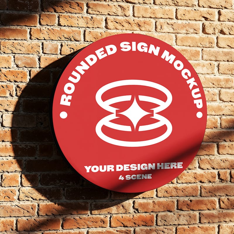 Realistic Round Signboard Mockup PSD