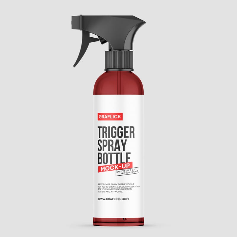 Realistic Trigger Spray Bottle Mockup PSD