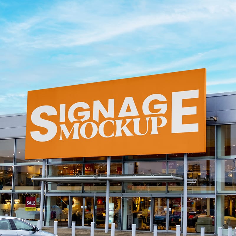 Signage on Big Shop Mockup PSD