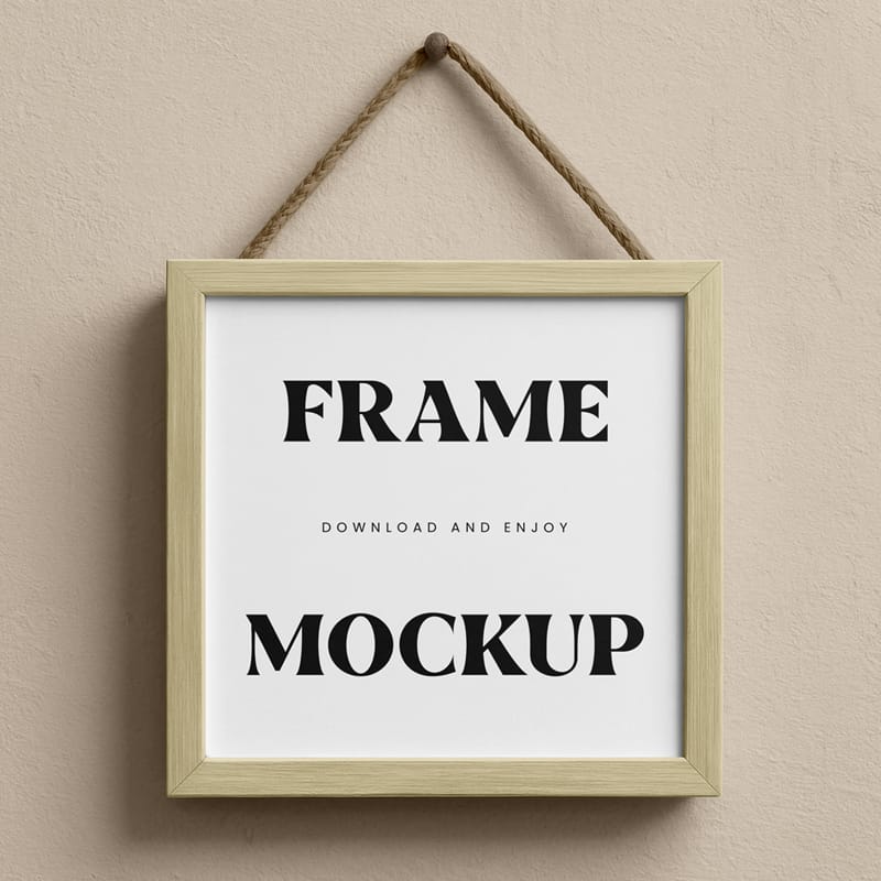 Square Wooden Frame Mockup PSD