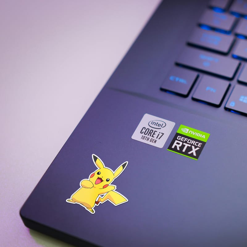 Sticker on a Laptop Mockup PSD
