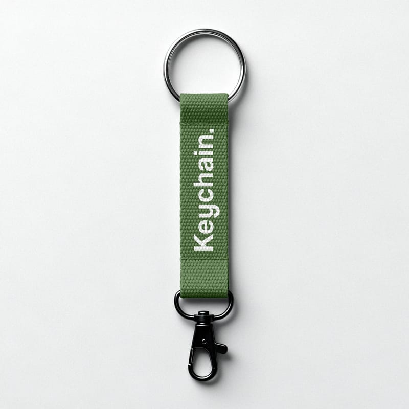 Strap Keychain Mockup with Carabiner PSD