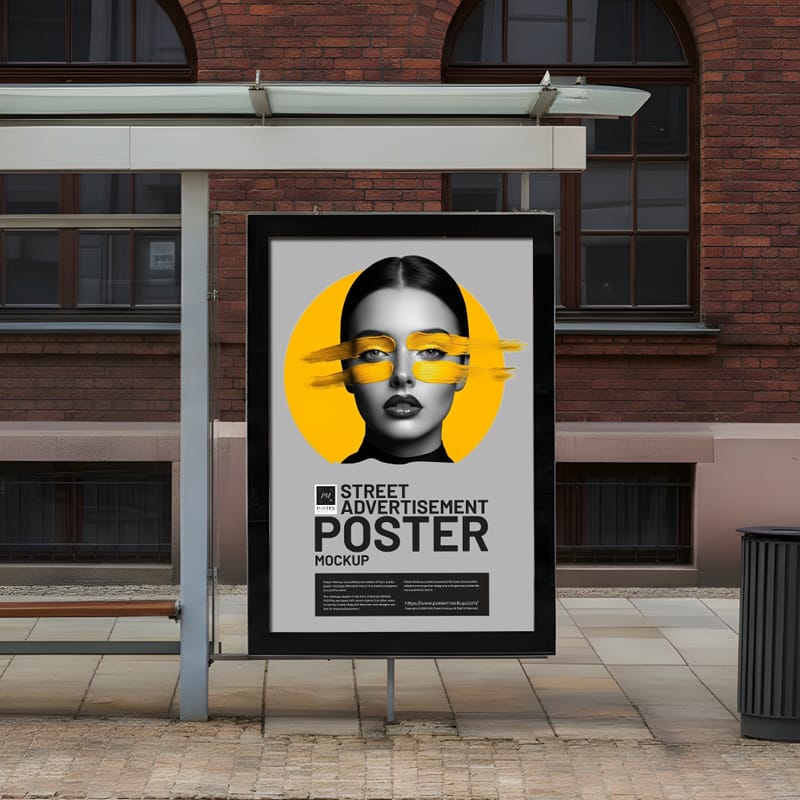 Street Advertisement Poster Mockup PSD
