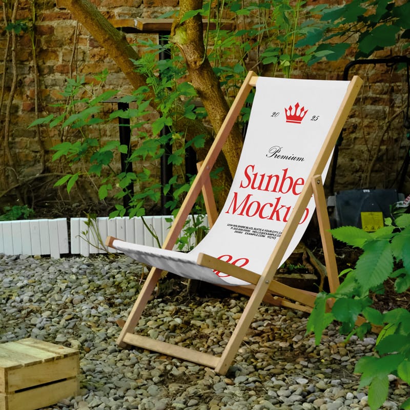 Sunbed in Garden Mockup PSD