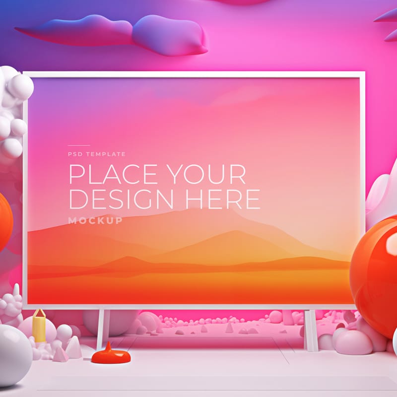 Surreal 3D Abstract Frame Mockup PSD