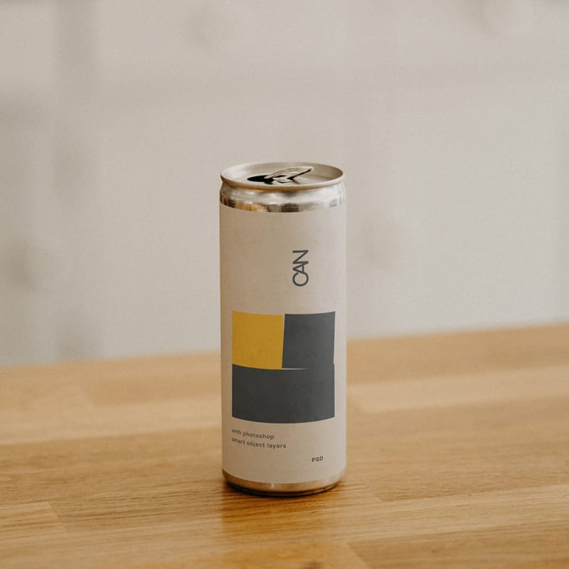 Tall Metal Can Mockup PSD