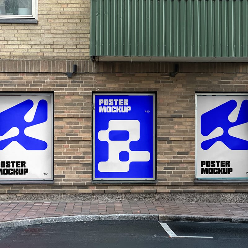 Three Poster Mockups PSD
