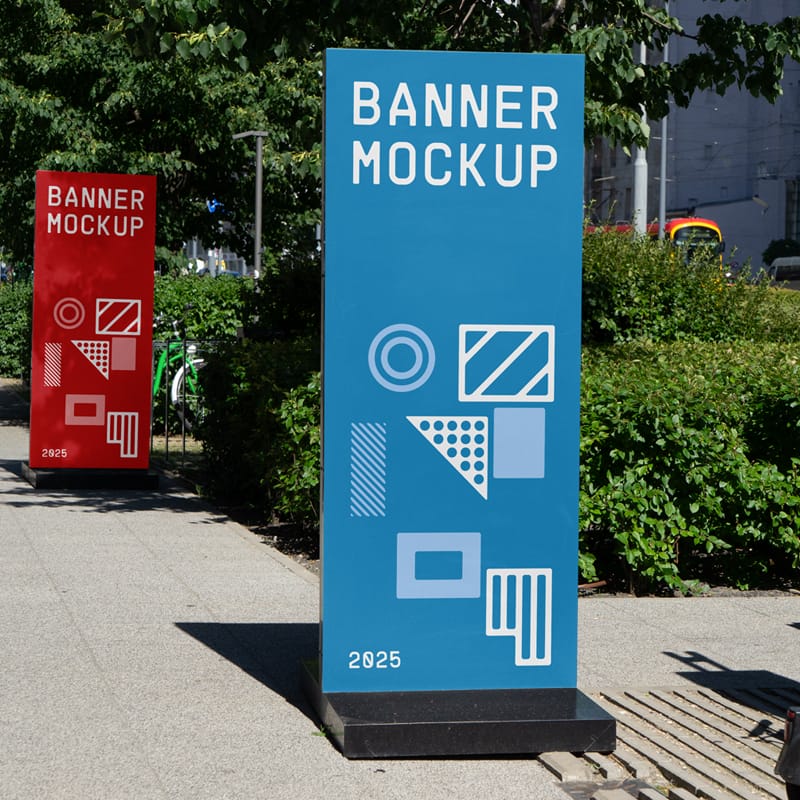 Two Vertical Banner Mockups PSD