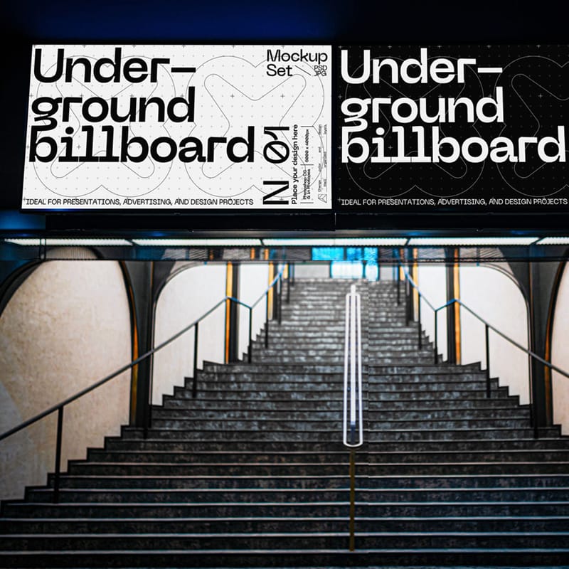 Underground Subway Billboard Advertising Mockup PSD