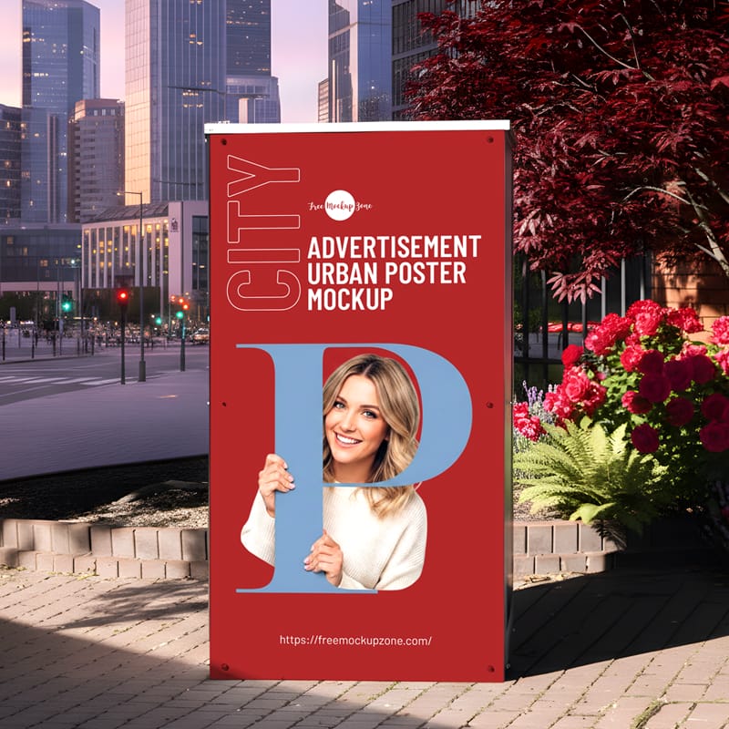 Vertical Urban Street Poster Mockup PSD