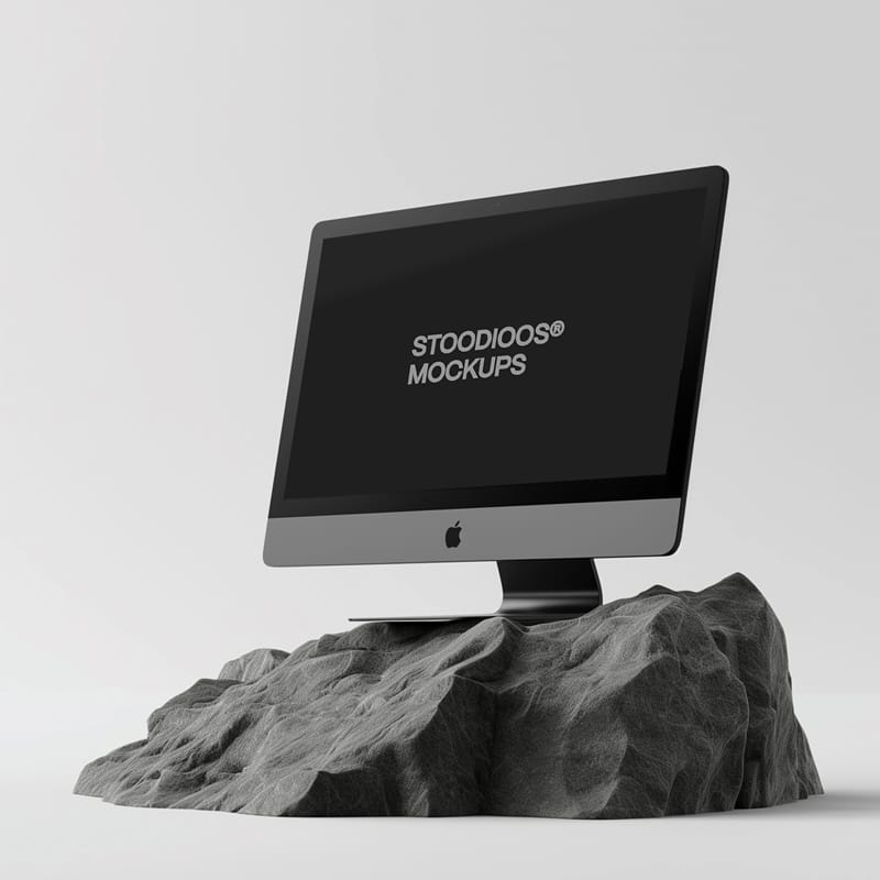 iMac Mockup on Natural Stone PSD