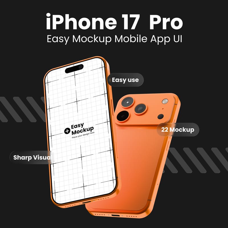 iPhone 17 Pro Mockup Megapack PSD