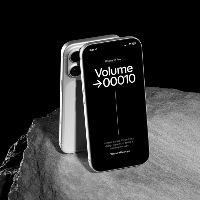 iPhone 17 Pro on Rocks Mockup PSD