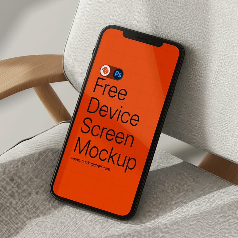 iPhone Mockup on a Chair PSD
