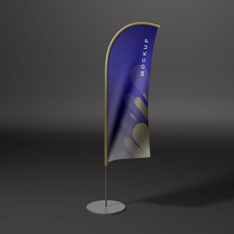 9Ft Straight Feather Flag Banner Mockup PSD
