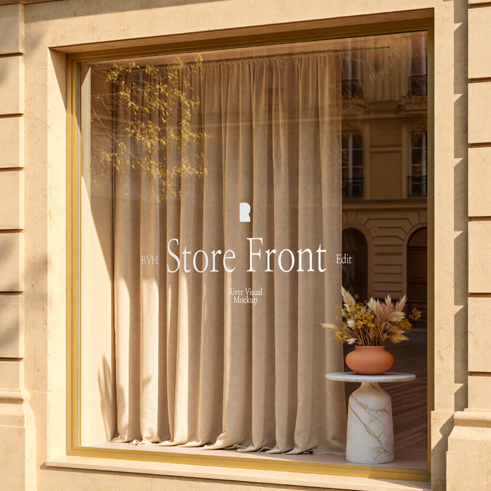 Aesthetic Store Front Mockup PSD
