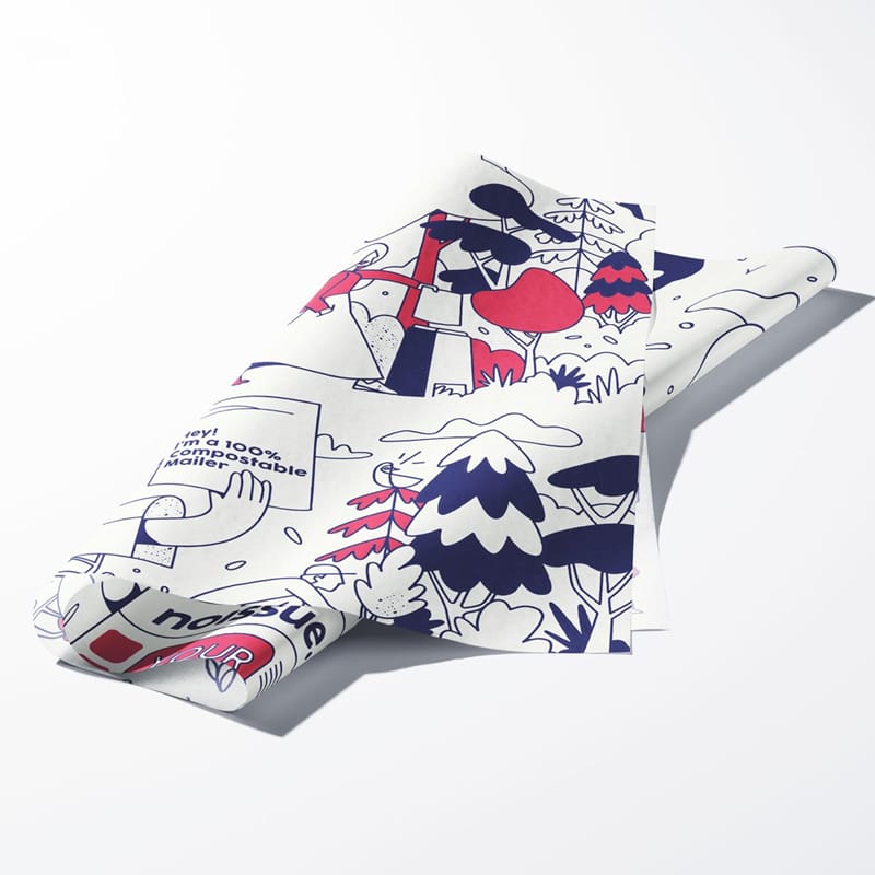 Angled Folded Tissue Paper Packaging Mockup PSD