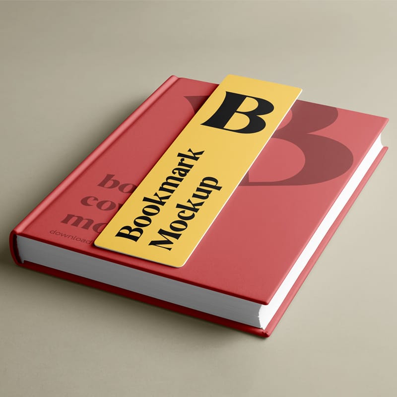 Book with Bookmark Mockup PSD