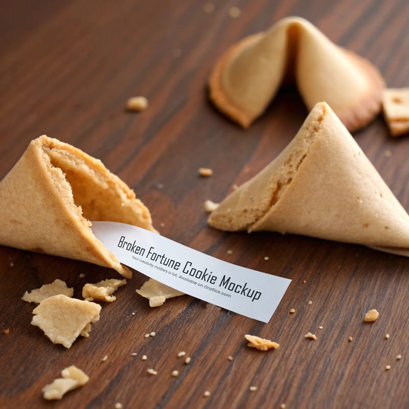 Broken Fortune Cookie Mockup PSD